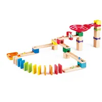 HaPe E1102 Zweispurige Murmelbahn mit Domino, Kugelbahn aus Holz,