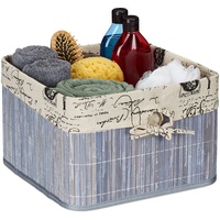 Relaxdays Aufbewahrungskorb, Bambus & Polyester, HBT: 20 x 31