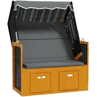 VidaXL Strandkorb mit Dach Poly Rattan & Massivholz Schwarz