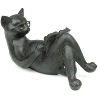 Moritz Dekofigur Figur Katze 14x7,5 cm Kater Brille Buch