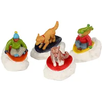 Lemax - Dog Snow Saucer Fun, Set of 4