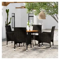VidaXL 5-tlg. Garten-Essgruppe Poly Rattan Schwarz