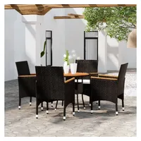 VidaXL 5-tlg. Garten-Essgruppe Poly Rattan Schwarz