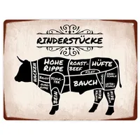 Speecheese Rinderstücke BBQ Beef Fleischstücke Metallschild XL in 21x28