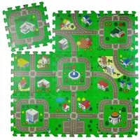 Relaxdays Puzzlematte Straße, für Kinder Grau,Grün