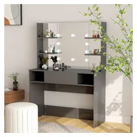 VidaXL vidaXL, Schminktisch LED-Beleuchtung 100x40x135 cm MDF Glänzendes Grau