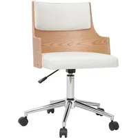 Miliboo Design-Bürostuhl weiß und helles Holz mit integriertem Kissen