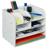 Relaxdays Schreibtisch Organizer mit Dokumentenablage, 10 Fächer, HBT: 27,5