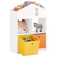 SoBuy bücherregal mit haus-design kinderregal mit 2 stoffboxen spielzeugregal