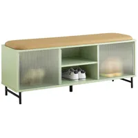 SoBuy Schuhbank mit Sitzfläche und Schiebetüren MDF Glas Grün