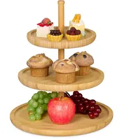 Relaxdays Etagere Bambus HxD: 25 cm 3-stöckige Obstetagere Ablage
