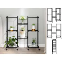 VidaXL Blumenständer mit Rollen 83x25x83,5 cm Schwarz Eisen