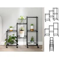 VidaXL Blumenständer mit Rollen 83x25x83,5 cm Schwarz Eisen