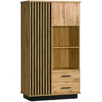 Feldmann-Wohnen Highboard Lamia Wotan Eiche schwarz Holz, 3 Fächer,