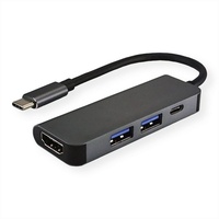 Value USB Typ C Dockingstation, HDMI 4K, 2x USB