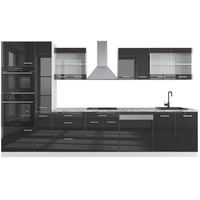 Vicco Küchenzeile R-Line, 350 cm Weiß Anthrazit Arbeitsplatte Hochglanz