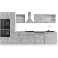 Vicco Küchenzeile R-Line 350 cm mit Hochschrank, AP Marmor