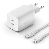 Belkin 65W Dual USB-C Ladegerät, Power Deliver, PPS, weiß