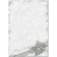 Sigel DP136 Weihnachtsbriefpapier in silbernem Sterndesign,A4, 100 Blatt Brilliant