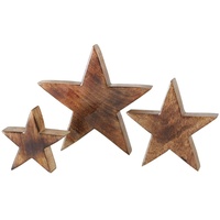 Boltze B. 3tlg Set Deko-Aufsteller Stern Clozzy aus Mango-Holz