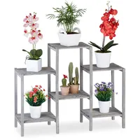 Relaxdays Blumentreppe Holz, Shabby Chic, Innenbereich, Wohnzimmer, Pflanzenregal, 6