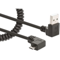 Manhattan Spiralkabel USB-A auf Micro-USB Ladekabel 1m schwarz