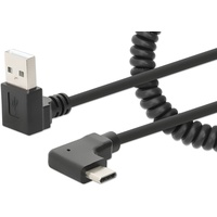 Manhattan Spiralkabel USB-A auf USB-C Ladekabel 1m schwarz (356220)