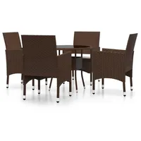 VidaXL 5-tlg. Garten-Essgruppe Poly Rattan Braun