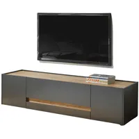Furn.design TV-Lowboard grau matt und Wotan Eiche TV-Unterteil 170
