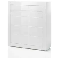 Furn.design Kommode weiß Hochglanz grau Stone Design Wohnzimmerschrank Esszimmerschrank