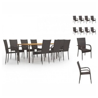 VidaXL 9-tlg. Garten-Essgruppe Poly Rattan Braun