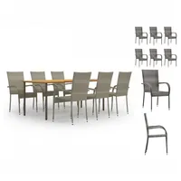 VidaXL 7-tlg. Garten-Essgruppe Poly Rattan Grau