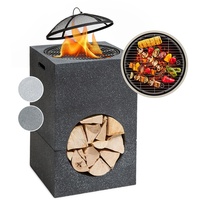 Blumfeldt Monolith Feuerschale mit Grill MGO & Stahlschale inkl.