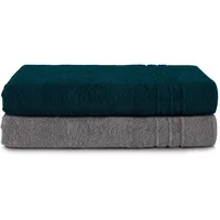 Komfortec Handtuchset 80 x 200 cm grau/petrol 2-tlg.