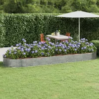 VidaXL Hochbeet Pulverbeschichteter Stahl 450x140x36 cm Silbern