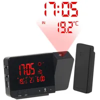 Infactory Funk-Wetterstation mit Projektions-Wecker, Außensensor & USB, schwarz