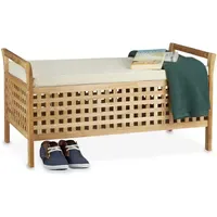 Relaxdays Truhenbank Walnuss Braun 46,5 x 92,6 x 49