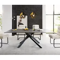 DeLife Esstisch Edge 200x100cm Keramik Laminam®Noir Desir Braun Mittelfuß
