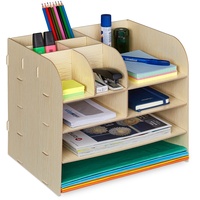 Relaxdays Schreibtisch Organizer mit Dokumentenablage, 10 Fächer, HBT: 27,5