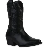 VAN HILL Damen Cowboy Boots in Schwarz