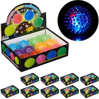 Relaxdays LED Igelball, 12er Set, mit Noppen, leuchtender Flummi,