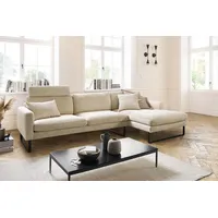 KAWOLA Sofa RICARDA Ecksofa Cord cremeweiß Recamiere rechts -