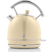 Swan Retro Elektrisch Wasserkocher 1,8L Vintage Abschaltautomatik Kabellos, Edelstahl,