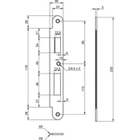 ASSA ABLOY Schließblech EA 327 für Elektro-Mehrfachverriegelungsschlösser, 232x30x3 mm