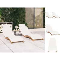 VidaXL Sonnenliegen 2 Stk. mit Auflagen Massivholz Teak