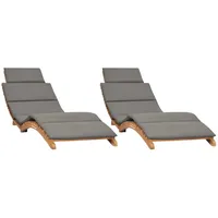 VidaXL Sonnenliegen 2 Stk. mit Auflagen Massivholz Teak