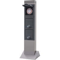 REV Ritter REV Gartensteckdose SteelCraft 2-fach, mit Zeitschaltuhr, IP44,