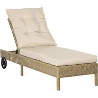 Outsunny Polyrattan Sonnenliege Gartenliege mit Kissen 4-stufig verstellbar Rattanliege
