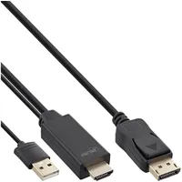 InLine InLine® HDMI zu DisplayPort Konverter Kabel, 4K, schwarz/Gold,