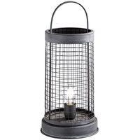 ETC Shop Tischleuchte Dekoleuchte Vintage Beistellleuchte Gitter grau Tischlampe